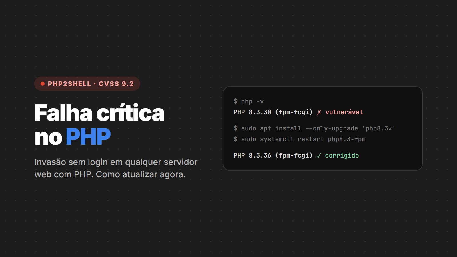 PHP2Shell: falhas críticas no PHP permitem invadir servidores sem login. Como atualizar agora
